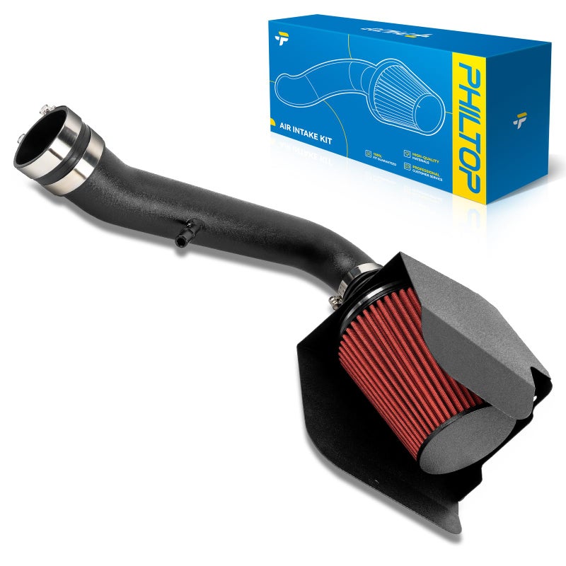 PHILTOP PHILTOP 275 Cold Air Intake Kit System  Heat Shield Compatible with Jeep Wrangler 2018 2019 2020 2021 2022 2023 Compatible with Jeep Gladiator 20202023 High Performance Red